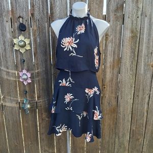 BB DAKOTA - Navy Floral Sleeveless Tiered Dress, 10